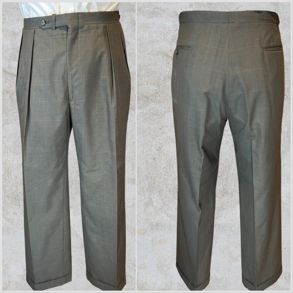 Vtg Hart Schaffner Marx 42R 34x29 Taupe Brown Plaid Classic Suit Viracle - Picture 7 of 16